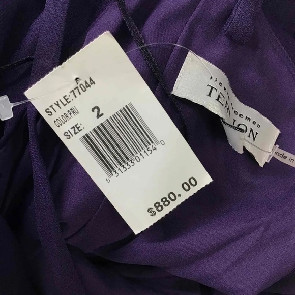 NWT TERI JON RICKIE FREEMAN Purple Bow Detail Trumpet Maxi Gown Size 2 - Picture 8 of 8